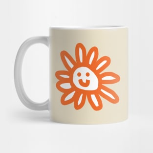 Orange Daisy Flower Smiley Face Graphic Mug